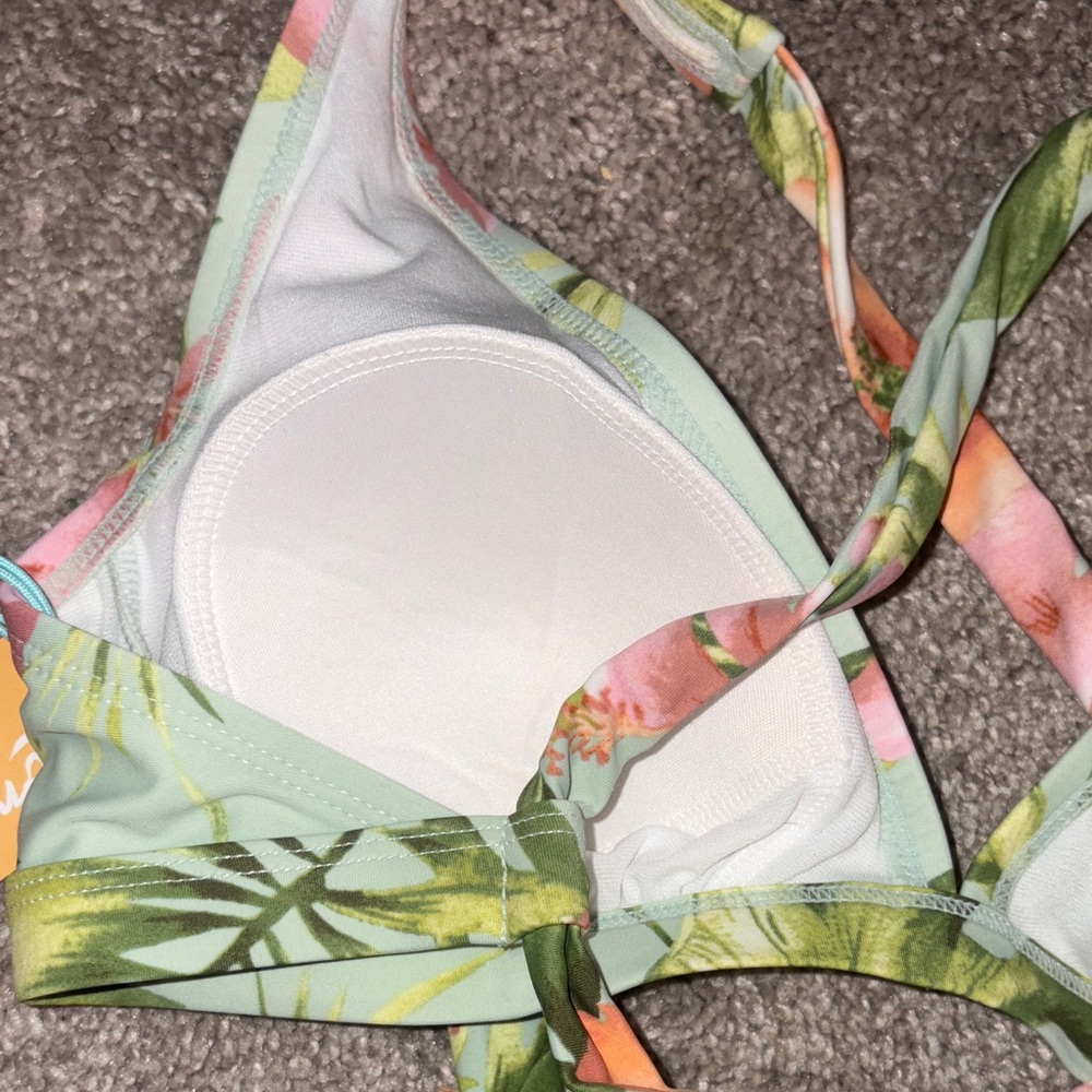 Shade & Shore Floral Bikini Top - Green and Orange new size s - Picture 6 of 10